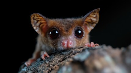 Obraz premium Close-up of a small, adorable lemur-like primate