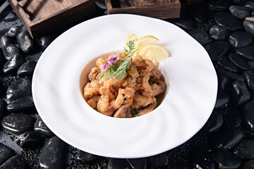 Exquisite cold dish: boneless chicken feet with lemon and spicy sauce
