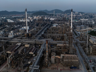 oil and gas storage tank, oil refinery factory plant,  Business oil and gas industrial factory power energy, wasteful resources and pollution concept.