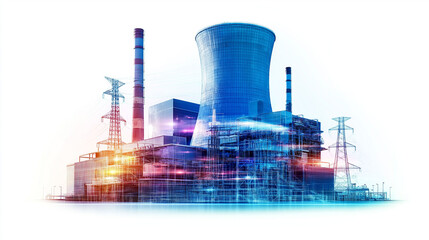 Small Modular Reactor nuclear grid. energy.  SMR. Electricity renewable sustainability safety. High-tech nuclear reactor design for eco-friendly power generation.