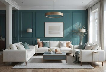A cozy corner featuring a modern-shaped armchair, a decorative cushion, a side table with ceramics, and natural light streaming through the curtains.