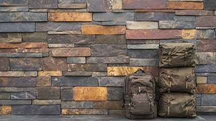 Obraz premium Earthy rough brick surface with natural colors for wall design