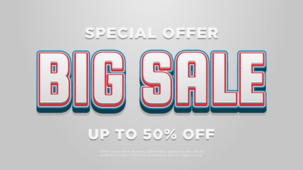 Fototapeta premium Big sale banner with blue red and white letters, special offer.