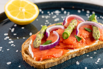 Smoked Salmon Toast with asparagus 
