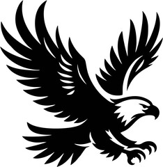 Obraz premium Silhouette of a flying dove and eagle with wings symbolizing peace and freedom