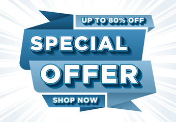 The blue banner is a special offer with three dimensional letters.