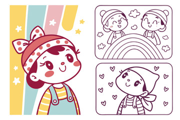 62 Colorful cartoon characters, simple line drawings, diverse facial expressions, whimsical portraits, childlike art style, vibrant colors, various hairstyles, minimalist design, cute illustrations, d