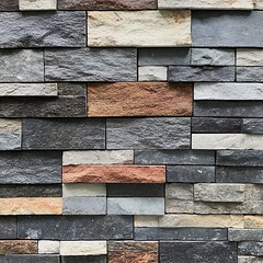 Rough brick wall texture with diverse natural color tones