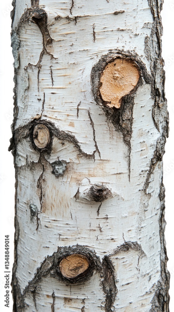 Poster close-up of a birch tree trunk with unique bark patterns