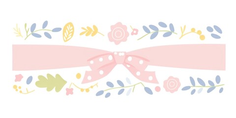 Memphis coquette ribbon garland illustration colors floral.