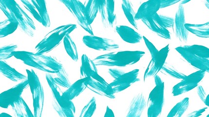 Blue Green Paint Strokes Forming Overlapping Patterns on a White Surface