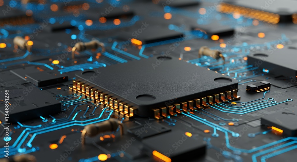 Aufkleber advanced technology close up of circuit board with microchips