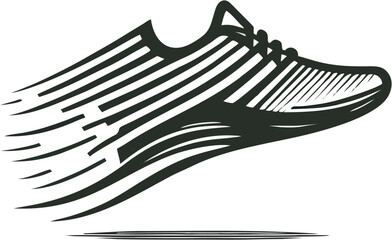 running shoe vector illustration with black silhouette design