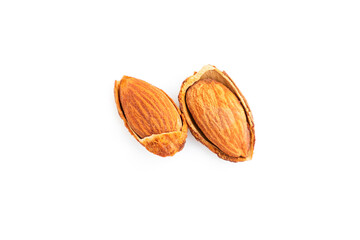 Roasted almond nuts isolated on white background, Almond Kernels