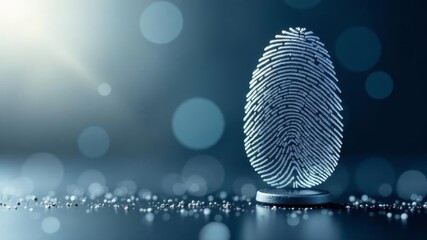 A digital fingerprint on a transparent background representing biometric security technology