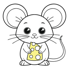 Cheerful Mouse Holding a Big Piece of Cheese