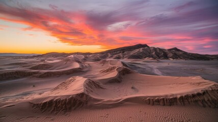 Fototapeta premium Majestic arid sunset over eroded sand dunes 