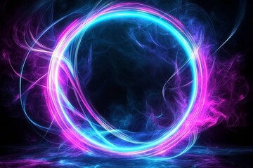 The Dance of Smoke and Fog Around Neon Rings