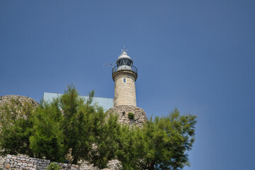 Lighthouse of the castle of Santa Ana in the town and municipality of Castro-Urdiales (Spain), is...