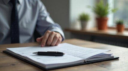 man signing paper in office