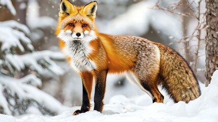 Obraz premium Stunning Red Fox in Snowy Winter Wonderland