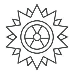 Star shape with radiation seal thin line icon, atomic energy concept. Vector graphics. Radioactive explosion sign on white background, outline style icon for mobile or web design.