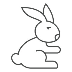 Obraz premium Easter rabbit thin line icon, easter holiday concept. Vector graphics. Bunny animal sign on white background, outline style icon for mobile or web design.
