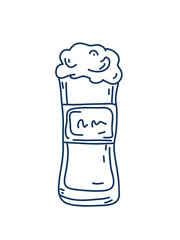 Hand drawn pint glass with frothy beer