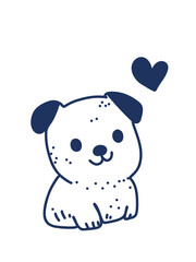 Minimal cute dog illustration in hand drawn style