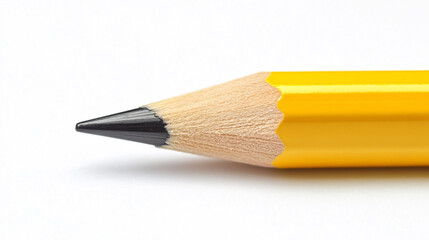 Yellow pencil, a school office tool ideal for drawing and writing, with a bright white background