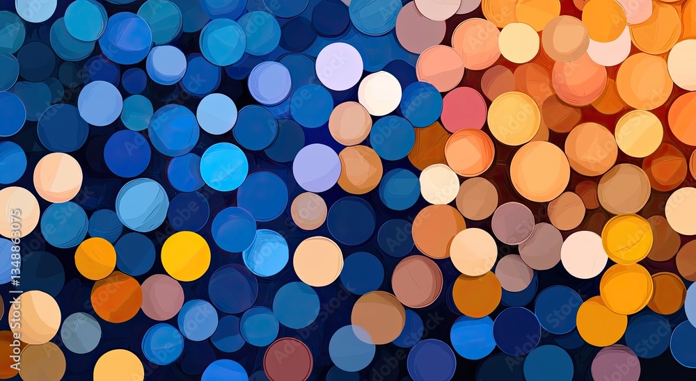 Poster abstract circles in varying colors blend together, creating a vibrant, visually appealing pattern th