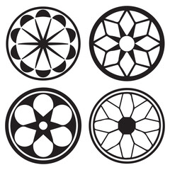 Elegant Black and White Floral Style Silhouette Wheel Design