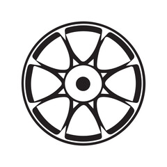 Obraz premium Simple Black and White Silhouette Wheel Design.