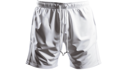 White sports shorts isolated on transparent background for mockup