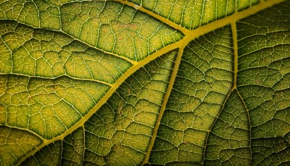 Obraz premium Detailed Close-Up of a Green Leaf Showcasing Its Intricate Texture and Vein Pattern in Sunlight