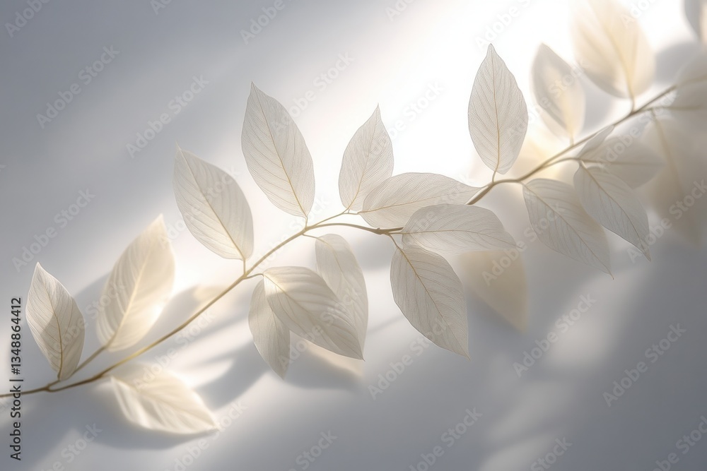 Poster minimalist abstract studio background for product display with shadows of plants and natural light