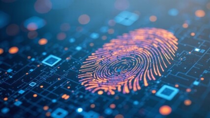 digital fingerprint glowing in neon
