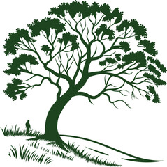 A detailed vector illustration of a tree with intricate branches and leaves.