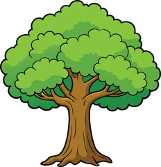 A detailed vector illustration of a tree with intricate branches and leaves.