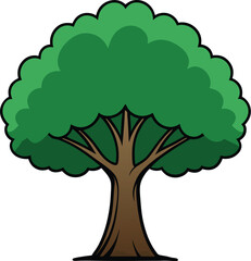 A detailed vector illustration of a tree with intricate branches and leaves.