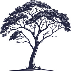 A detailed vector illustration of a tree with intricate branches and leaves.
