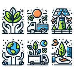 Eco-friendly illustrations representing sustainability and nature. Eco activities   
