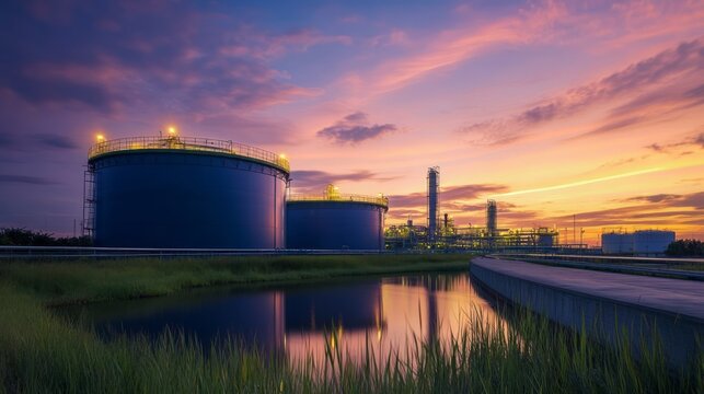 Oil storage tank and plant industrial.