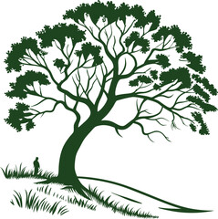 A detailed vector illustration of a tree with intricate branches and leaves.