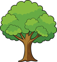 A detailed vector illustration of a tree with intricate branches and leaves.