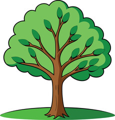 A detailed vector illustration of a tree with intricate branches and leaves.