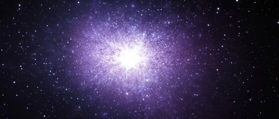 Fototapeta premium Bright starburst in a vibrant purple cosmic background
