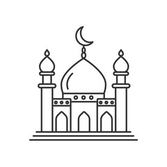 Mosque Icon for moslem praying place isolated flat style.
