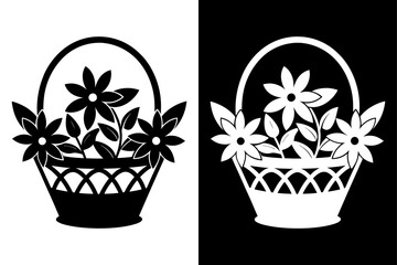 Download Flower Basket Icon Elegant Floral Design.