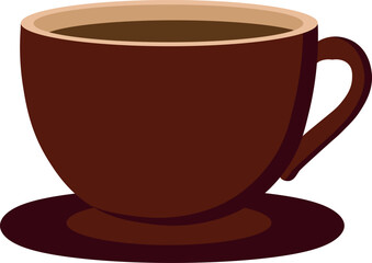 Classic Brown Coffee Cup with Saucer Vector Illustration